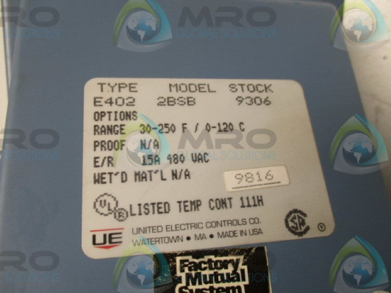 UNITED ELECTRIC E402-2BSB TEMPERATURE SWITCH (AS PICTURED)  NSMP