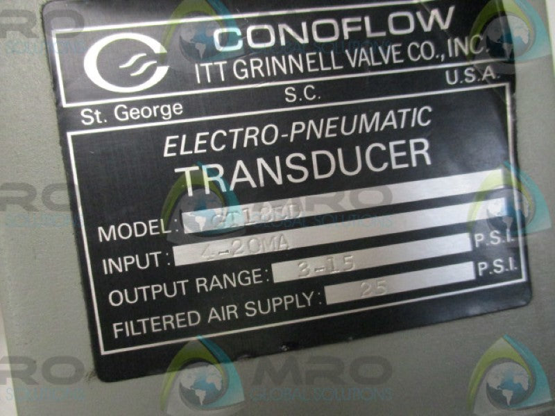 ITT CONOFLOW GT18ED ELECTRO-PNEUMATIC TRANDUCER 4-20MA 3-15PSI 25PSI  UNMP