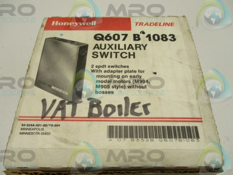 HONEYWELL Q607B1083 AUXILIARY SWITCH ASSEMBLY W/ADAPTER PLATE * NEW IN BOX *