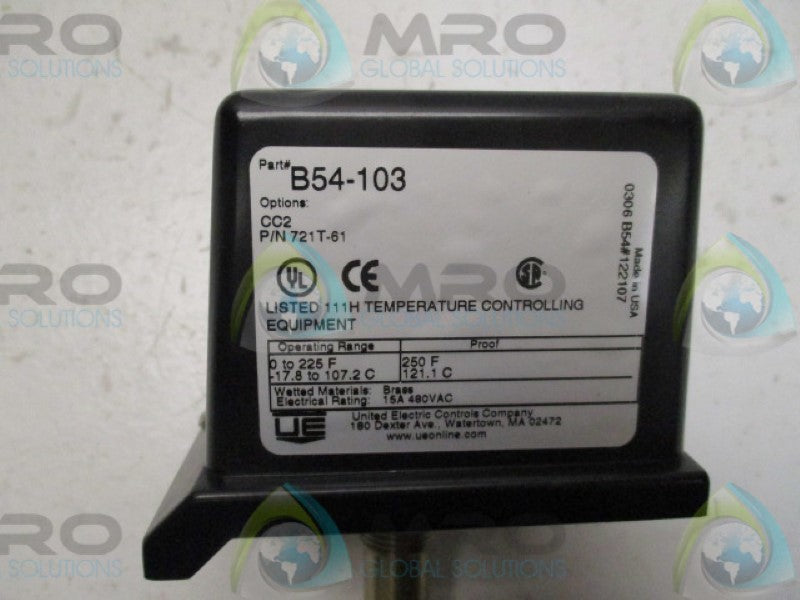 UNITED ELECTRIC 721T-61 B54-103 TEMPERATURE SWITCH 0-250F 480VAC  NSNP