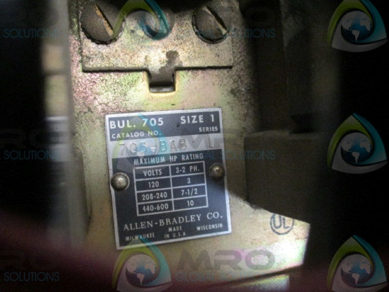 INDUSTRIAL SPARE PART 705-BAB SER. L STARTER 120V SIZE 1  UNMP