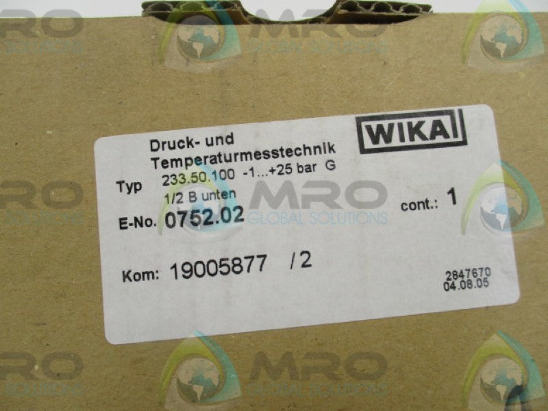 WIKA 233.50.100 PRESSURE GAUGE -1?+25BAR G  NSMP