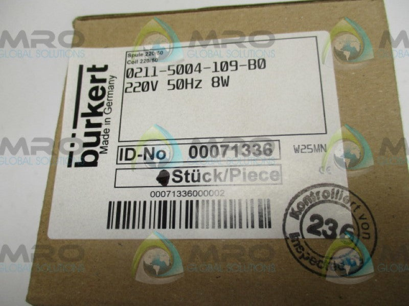BURKERT 0211-5004-109-B071336 COIL 220V  NSMP