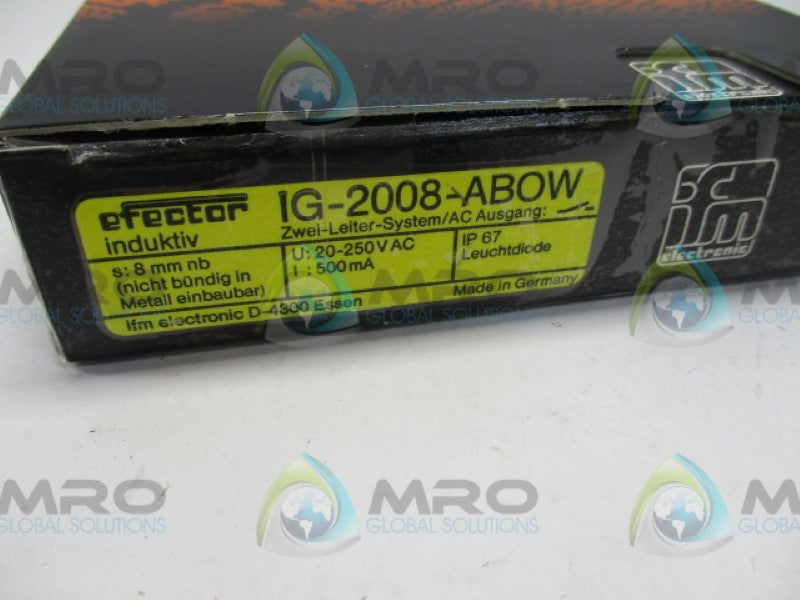 IFM EFECTOR IG-2008-ABOW INDUCTIVE PROXIMITY SENSOR 20-250VAC  NSMP
