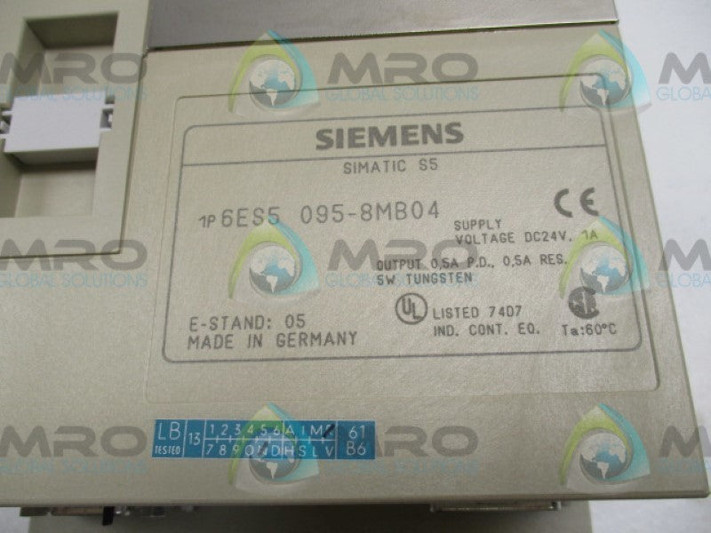SIEMENS SIMATIC S5 6ES5095-8MB04 PROGRAMMABLE CONTROLLER  NSMP