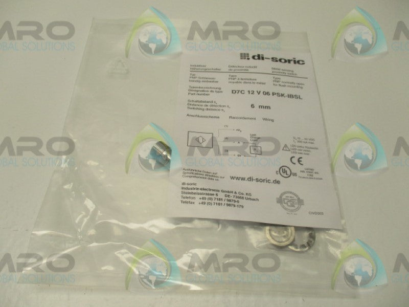 DI-SORIC D7C12V06PSK-IBSL PROXIMITY SENSOR 10-30VDC 6MM * NEW IN FACTORY BAG *