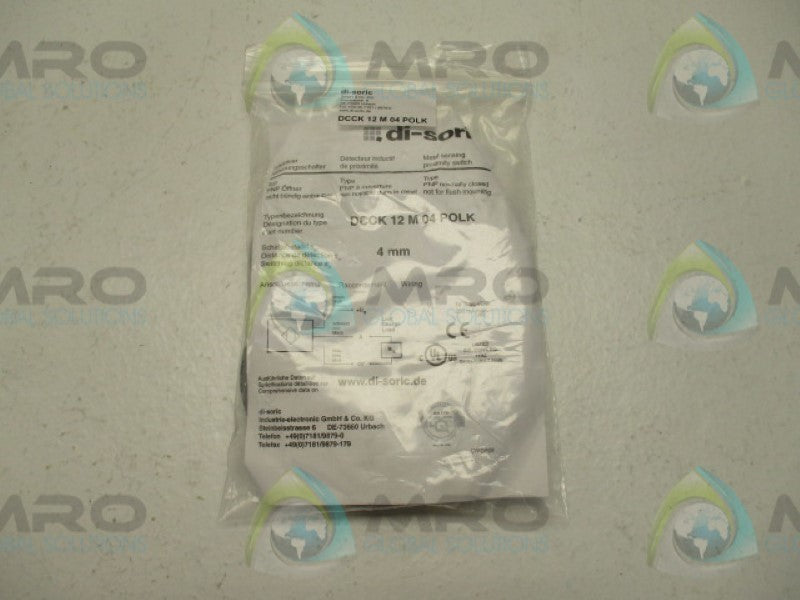 DI-SORIC DCCK12M04POLK PROXIMTIY SENSOR 4MM  NSMP