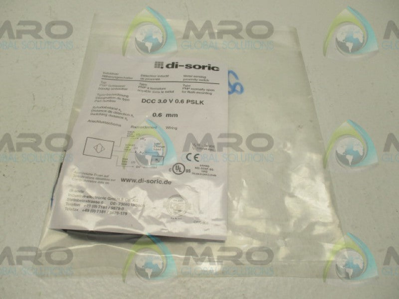 DI-SORIC DCC3.0V0.6PSLK PROXIMTIY SENSOR 10-30VDC 0.6MM  NSMP