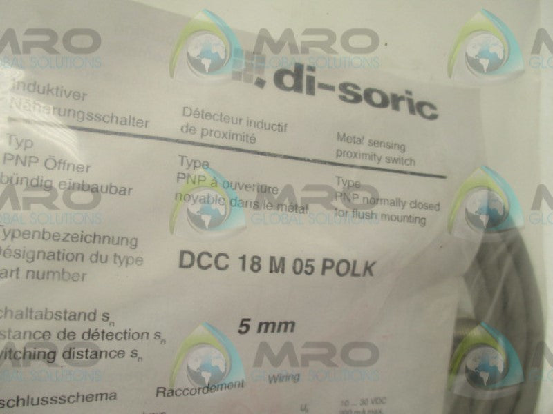 DI-SORIC DCC18M05POLK PROXIMITY SENSOR 5MM  NSMP