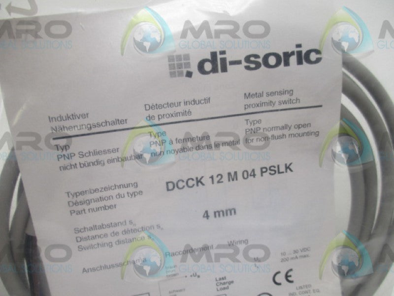 DI-SORIC DCCK12M04PSLK PROXIMTIY SENSOR 10-30VDC 14MM  NSMP