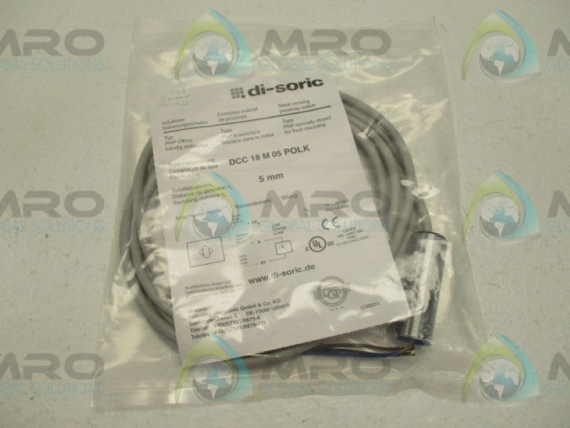 DI-SORIC DCC18M05PSLK PROXIMTIY SENSOR 10-30VDC 5MM  NSMP