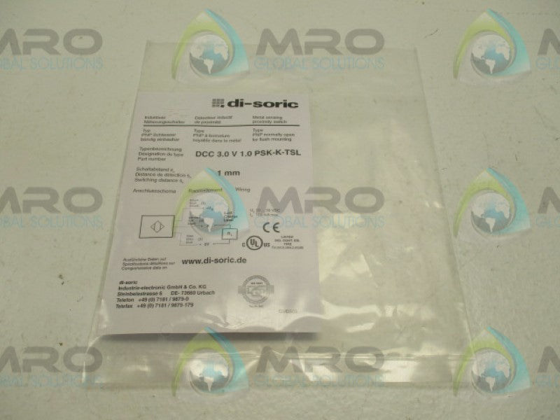 DI-SORIC DCC3.0V1.0PSK-K-TSL PROXIMITY SENSOR 1MM  NSMP