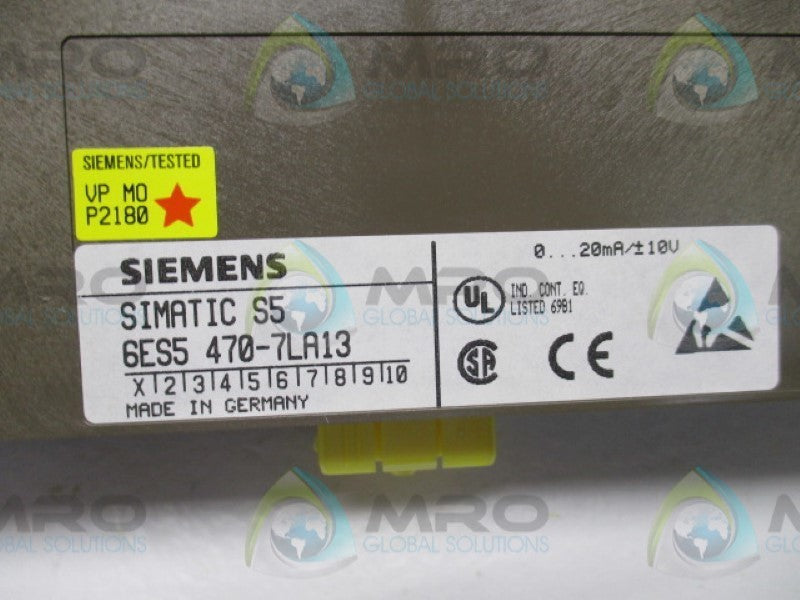 SIEMENS SIMATIC S5 6ES5470-7LA13 ANALOG OUTPUT MODULE * USED*