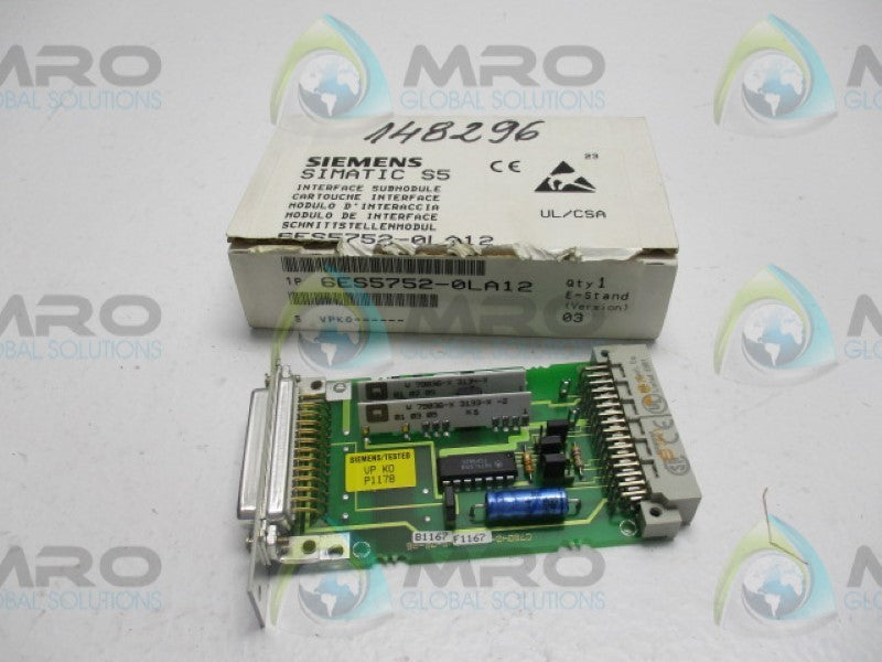 SIEMENS SIMATIC S5 6ES5752-0LA12 INTERFACE SUBMODULE  NSMP