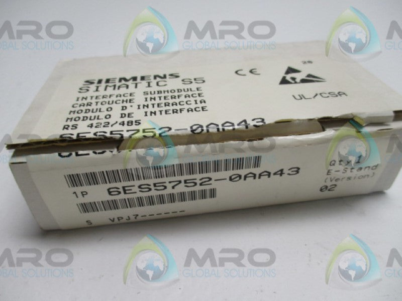 SIEMENS SIMATIC S5 6ES5752-0AA43 INTERFACE SUBMODULE  NSMP