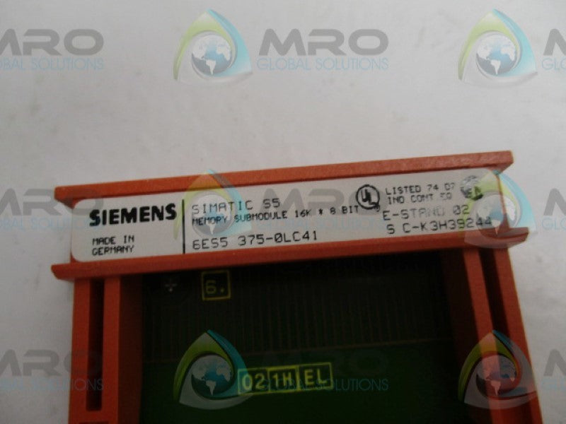 SIEMENS SIMATIC S5 6ES5375-0LC41 MEMORY SUBMODULE 16KB  NSMP