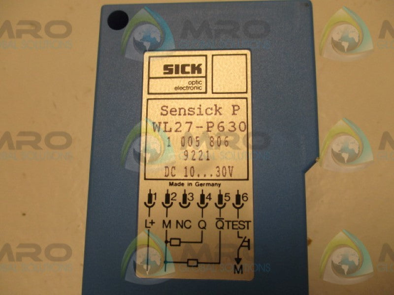 SICK WL27-P630 PHOTOELECTRIC REFLEX SENSOR 10-30VDC  UNMP