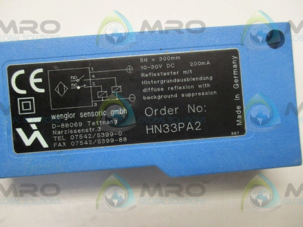 WENGLOR HN33PA2 REFLEX SENSOR 10-30VDC  NSNP