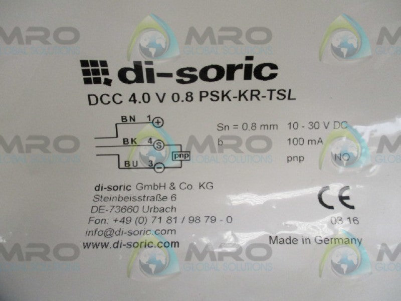 DI-SORIC DCC4.0V0.8PSK-KR-TSL SENSOR 10-30VDC  NSMP