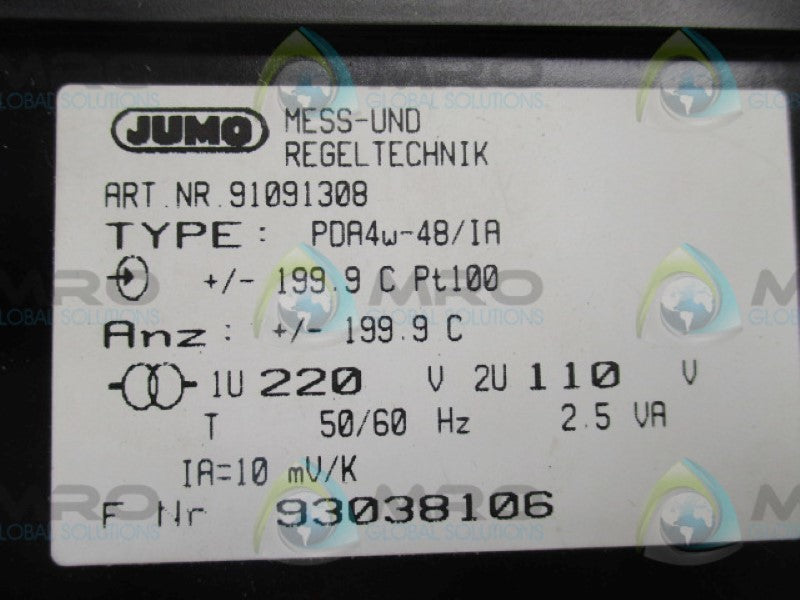 JUMO  PDA4W-48/IA TEMPERATURE CONTROLLER  NSNP
