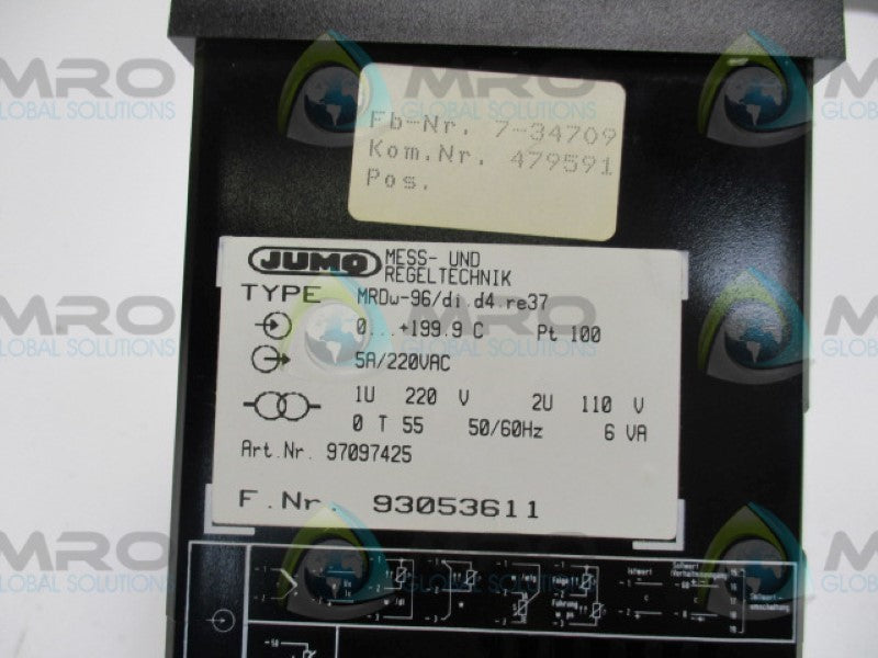 JUMO MR0U-96DI.D4.RE37 TEMPERATURE CONTROLLER  NSNP