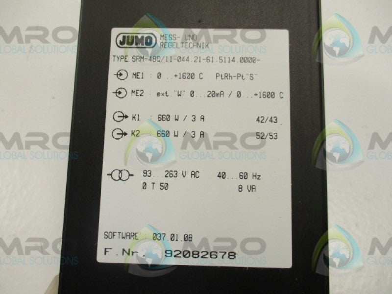 JUMO SRM-48Q/11-044.21-61.5114.0000 TEMPERATURE CONTROLLER  NSNP