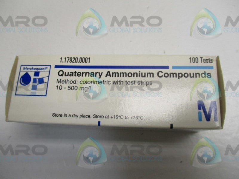 MERCKOQUANT 1.17920.0001 QUARTERNARY AMMONIUM COMPOUNDS 100TESTS  NSMP