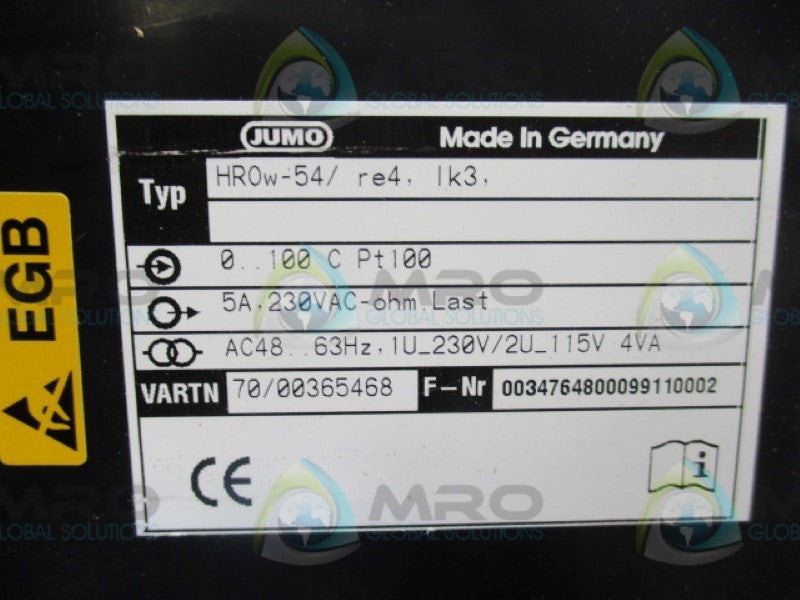 JUMO 70/00365468 CONDUCTIVITY TRANSMITTER 0-100C PT100  NSMP