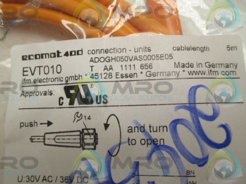 IFM EFECTOR EVT010 CONNECTING CABLE 5M * NEW IN FACTORY BAG *