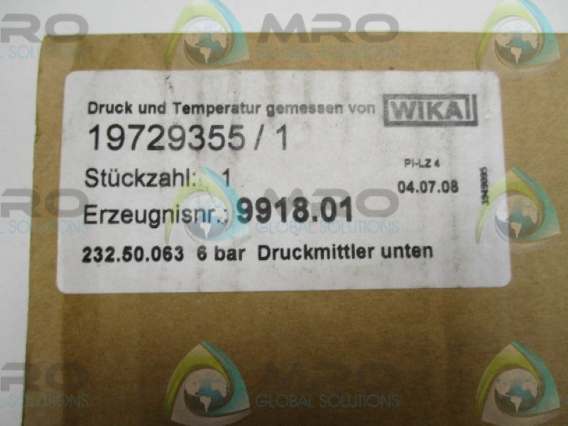 WIKA 19729355 232.50.063 0-6BAR NSMP