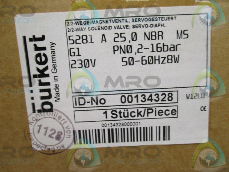 BURKERT 5281A25,0NBRMS 00134328 SOLENOID VALVE 230V  NSMP