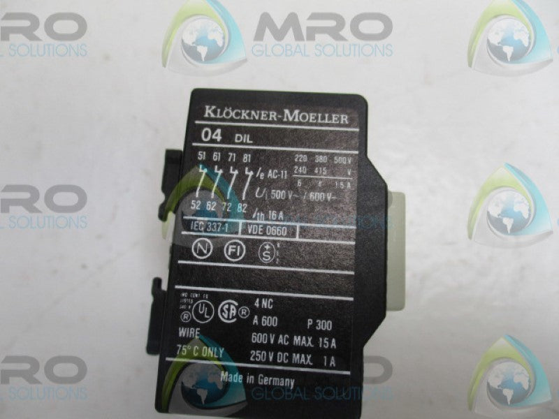 KLOCKNER MOELLER 04DIL AUXILIARY CONTACT (AS PICTURED)  NSNP