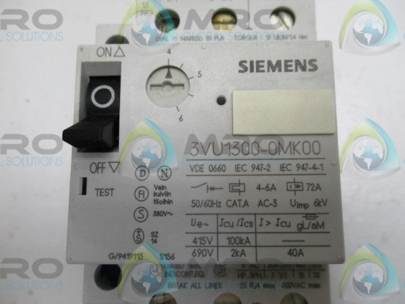 SIEMENS 3VU1300-0MK00 MOTOR STARTER 4-6A   UNMP