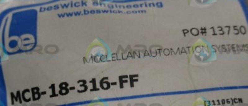 BESWICK ENGINEERING MCB-18-316-FF   NSMP