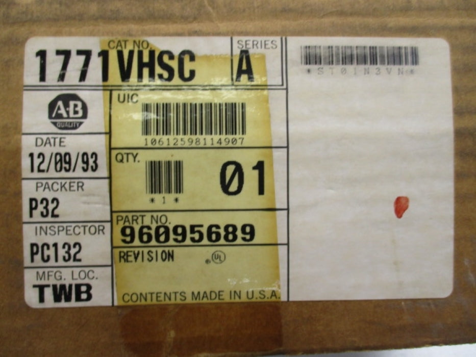 ALLEN BRADLEY 1771-VHSC SER. A DATE: 1993  NSFS