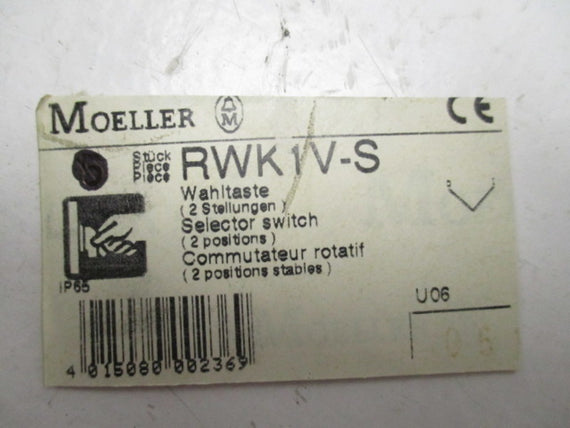 KLOCKNER MOELLER RWK-1V-S SELECTOR SWITCH (AS PICTURED)  NSNP
