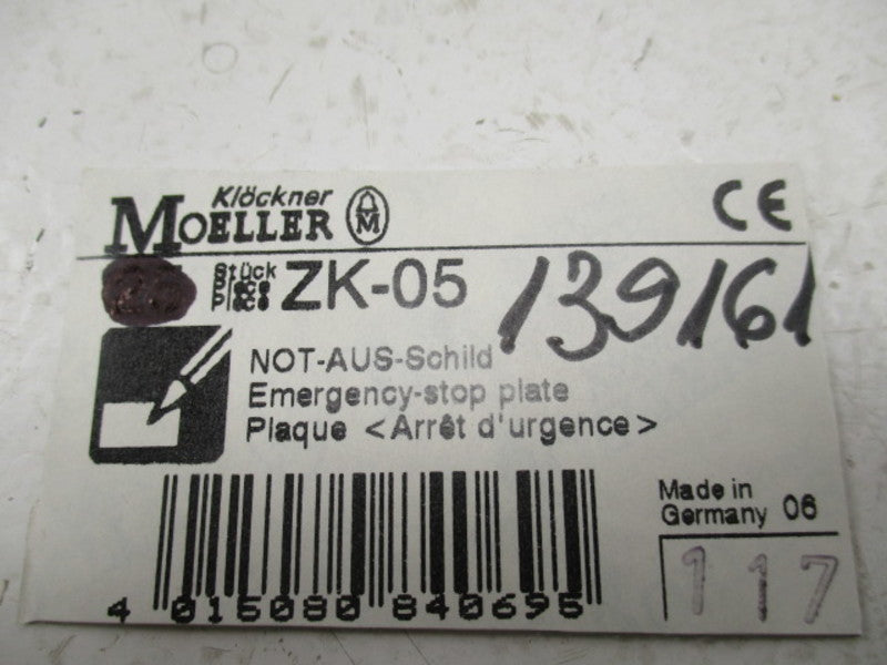 KLOCKNER MOELLER ZK-05 PLATE  NSNP