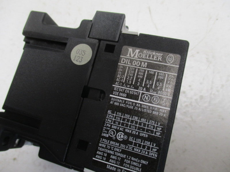 KLOCKNER MOELLER DIL00M-110/120V CONTACTOR  110/120V  NSNP