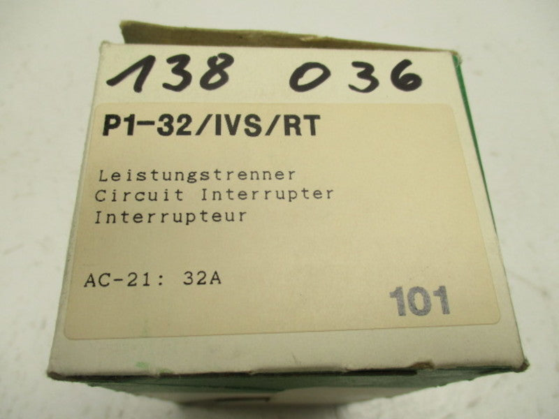 KLOCKNER MOELLER P1-32/IVS/RT CIRCUIT INTERRUPTER 32A  NSMP