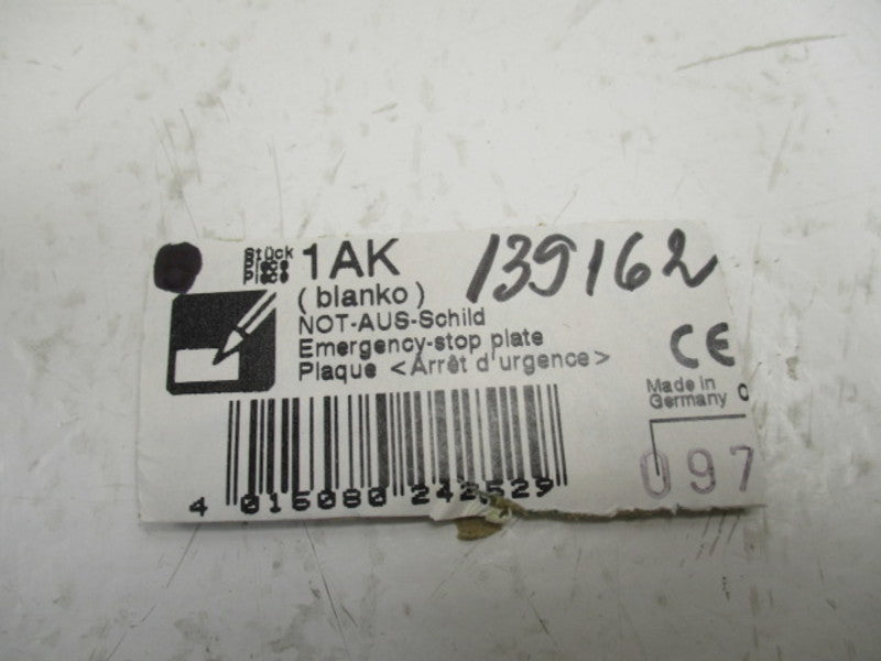 KLOCKNER MOELLER 1AK EMERGENCY STOP PLATE  NSNP