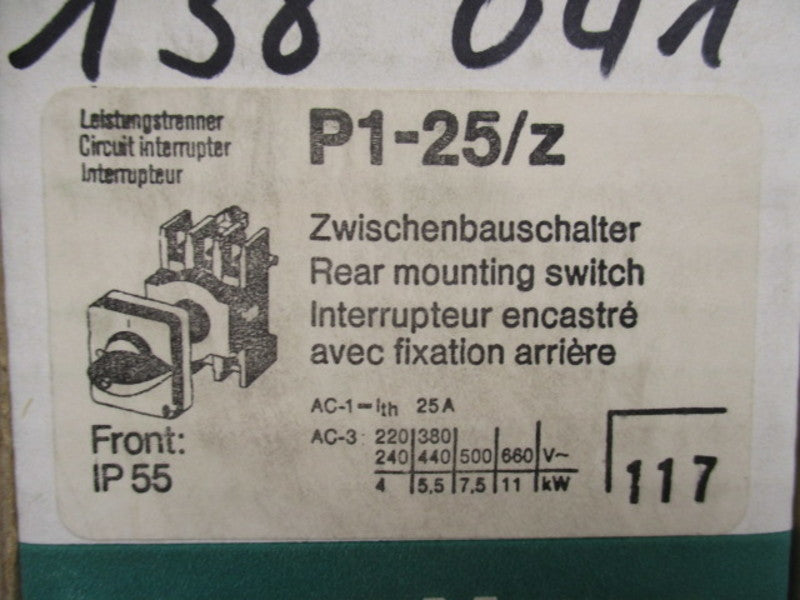 KLOCKNER MOELLER P1-25/Z REAR MOUNTAIN SWITCH  NSMP