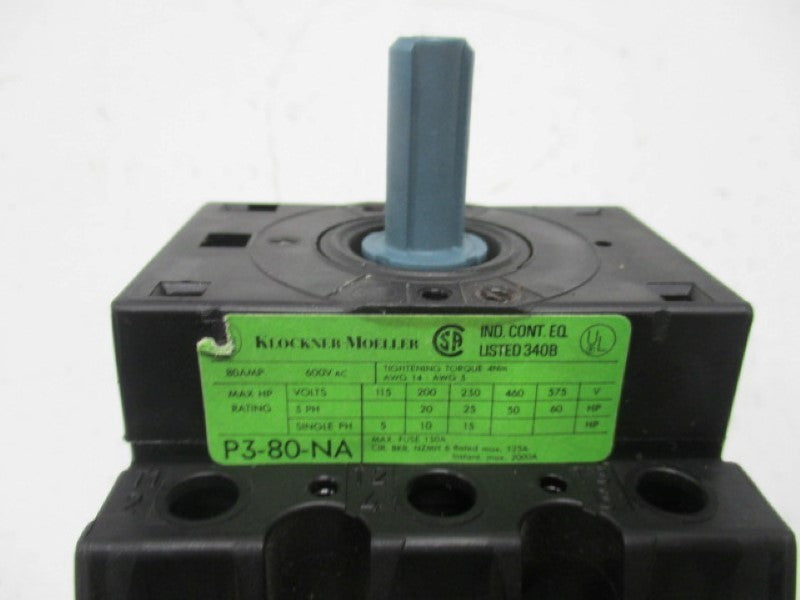 KLOCKNER MOELLER P3-80-NA SWITCH (AS PICTURED) UNMP