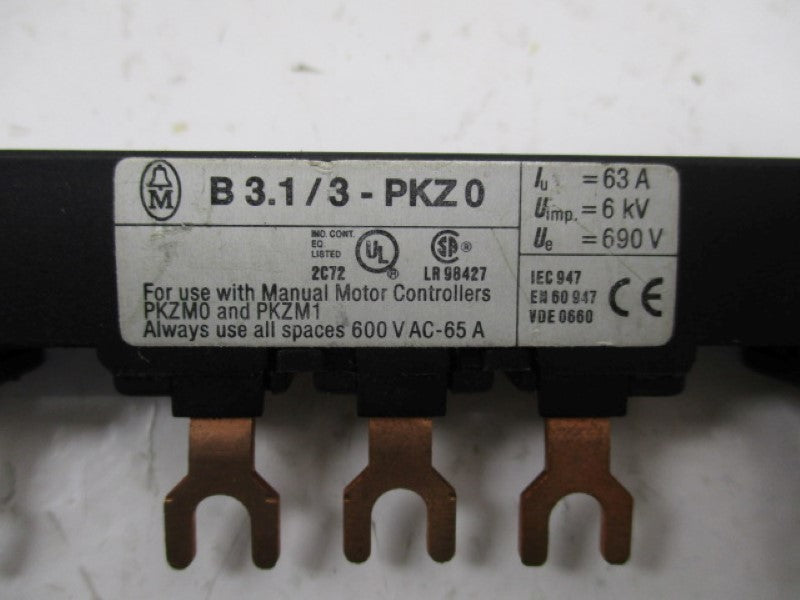 KLOCKNER MOELLER B3.1/3-PKZ0 3-PHASE COMMONING LINK 63A 690V  UNMP