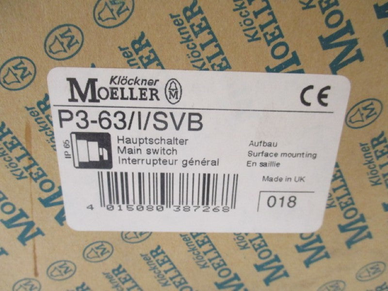 KLOCKNER MOELLER P3-63/I/SVB MAIN SWITCH (AS PICTURED)   NSMP