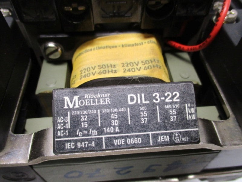 KLOCKNER MOELLER DIL3-22-220V/50HZ-240V/60HZ CONTACTOR  UNMP
