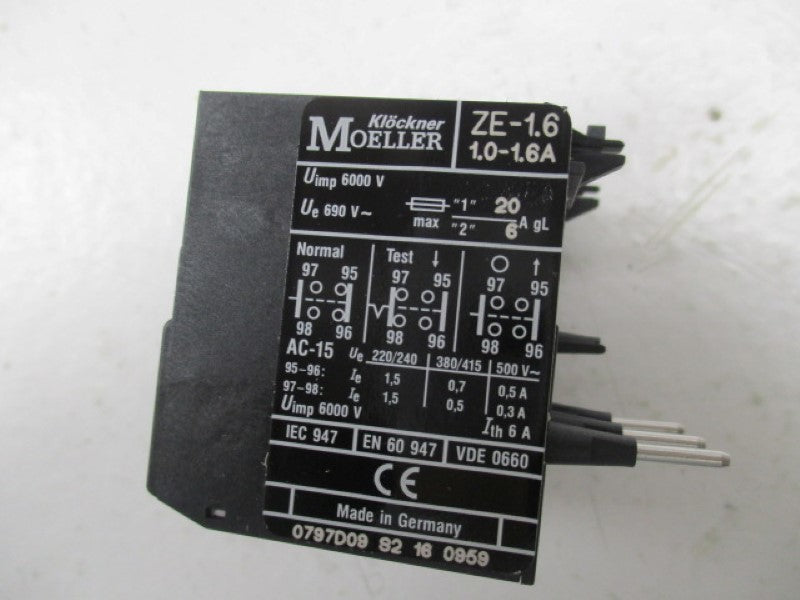 KLOCKNER MOELLER ZE-1,6 OVERLOAD RELAY 1,0-1,6A  NSMP