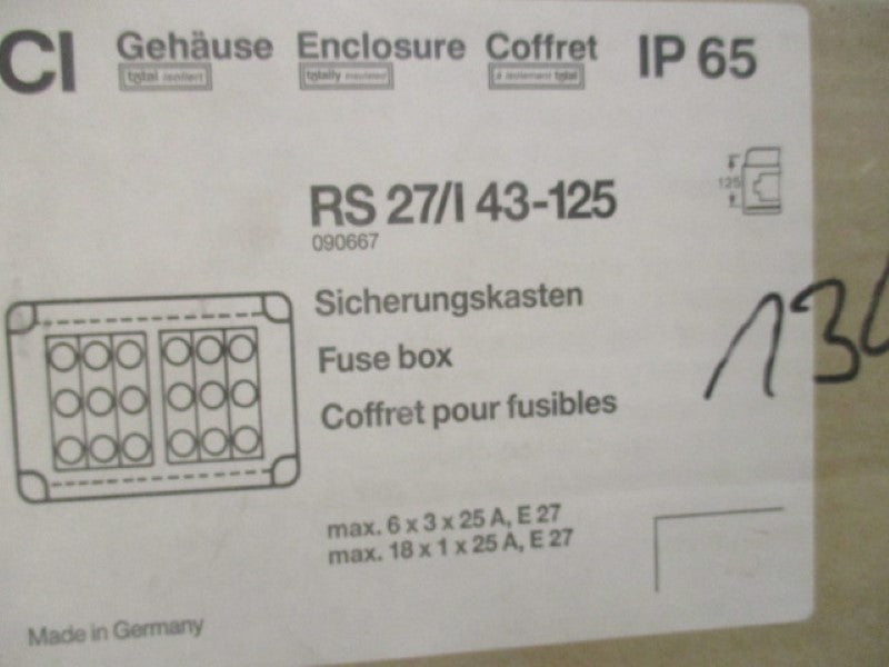KLOCKNER MOELLER RS27/I43-125 FUSE DISTRIBUTION BOX  NSMP
