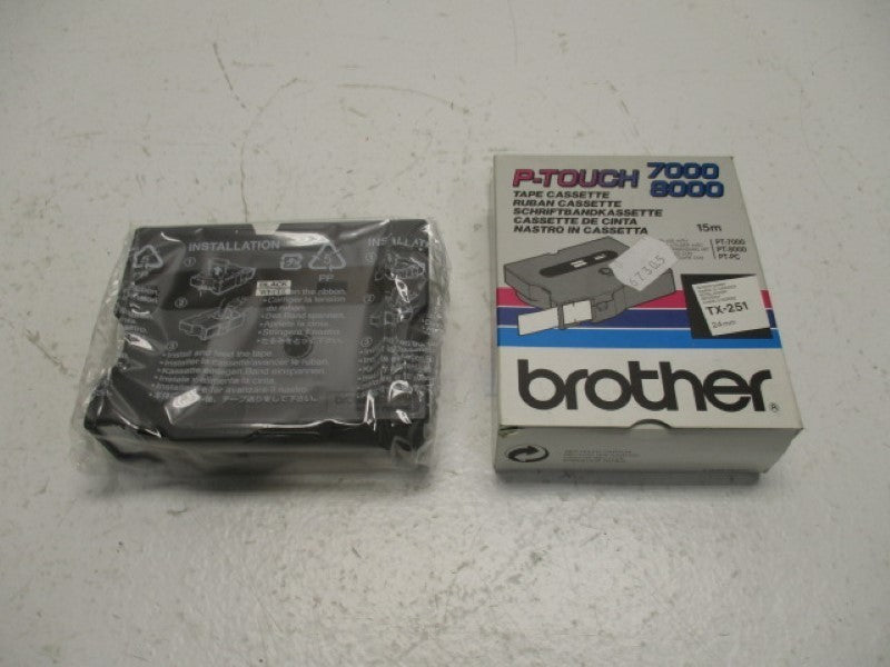 BROTHER TX-251 BLACK/WHITE LABELING TAPE 24MM 15M  NSMP