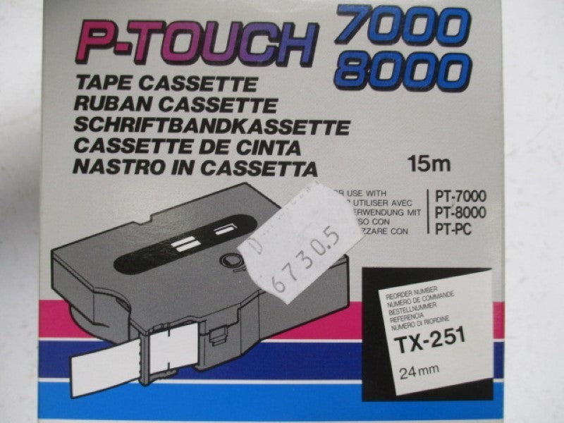 BROTHER TX-251 BLACK/WHITE LABELING TAPE 24MM 15M  NSMP