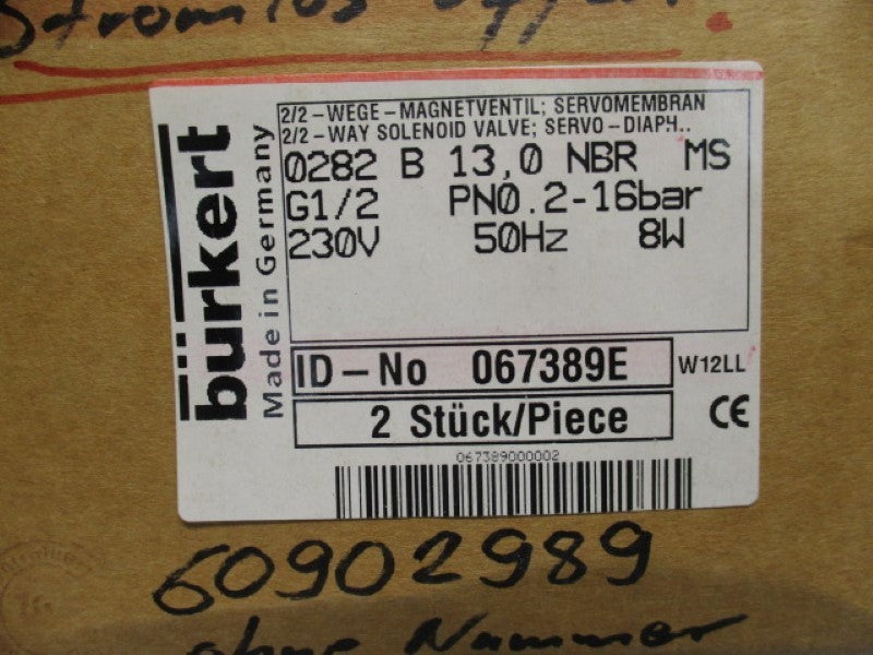 BURKERT 067389E 0282B13,0NBRMS  VALVE 230V  NSMP